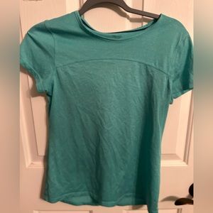 DANSKIN NOW small teal active wear t-shirt